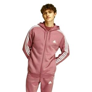 Men's Adidas Essentials 3-Stripe Full Zip Fleece Hooded Sweatshirt